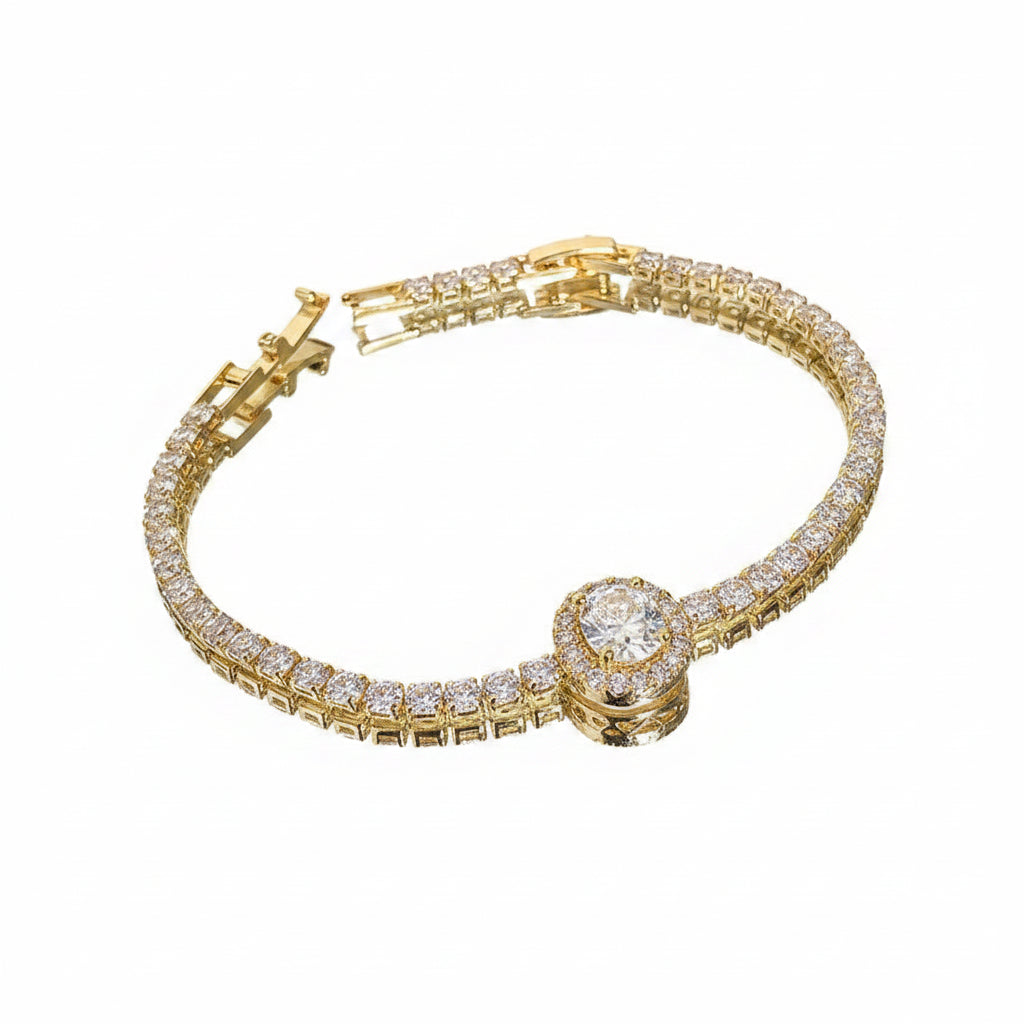 Amour Delicate Electroplated Round Pave Statement Bracelet