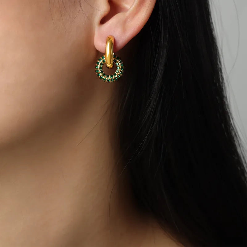The Diana 18K Gold Plated Waterproof Crystal Chunky Hoops