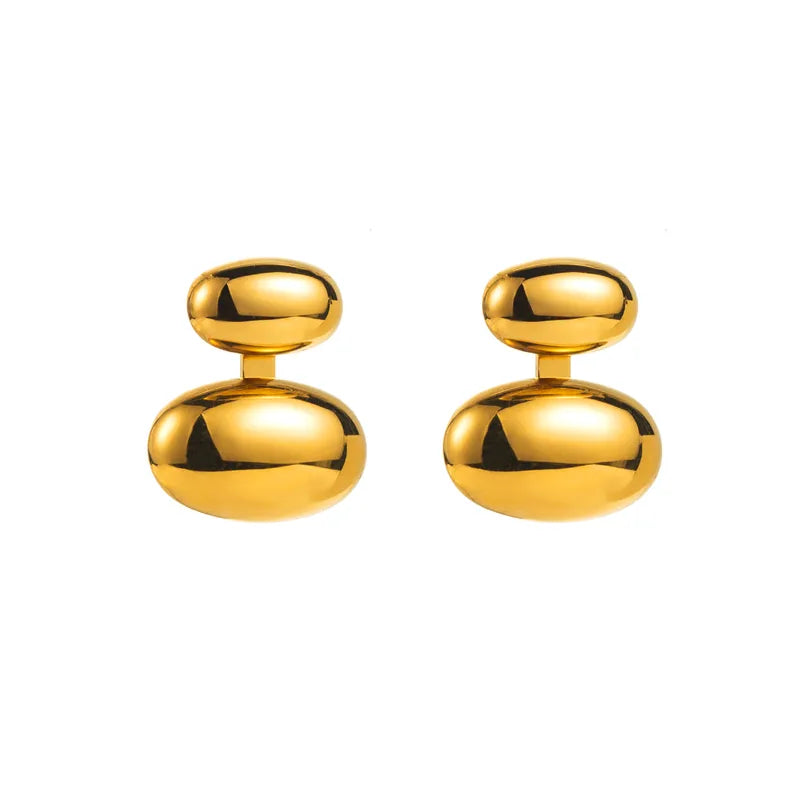 Minimalist Geometric Double-Drop Ear Studs – Premium 304 Stainless Steel