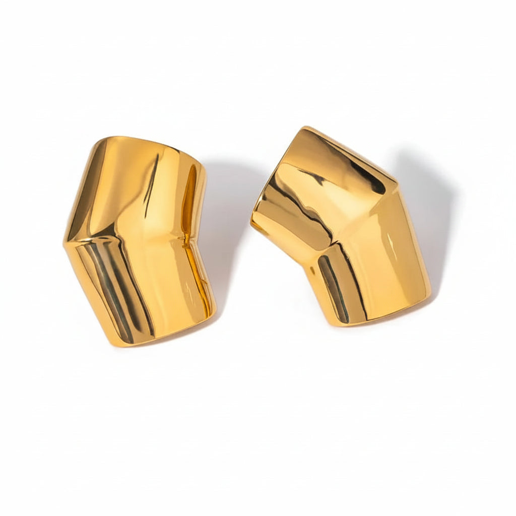 he Lauren 18K Gold IP Plated Angular Mixed-Metal Statement Studs