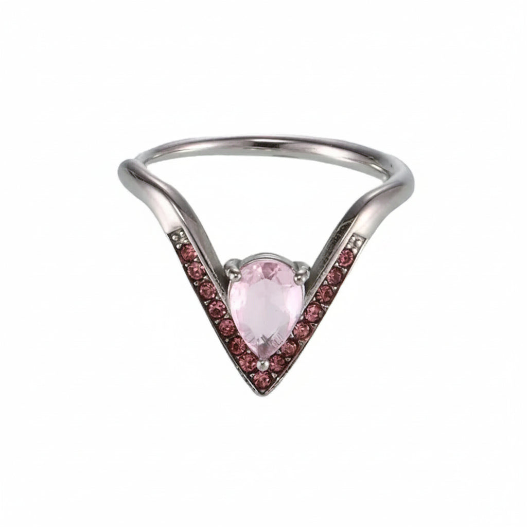 The Iris Waterproof 18K Gold Rainbow V-Shape Wishbone Ring