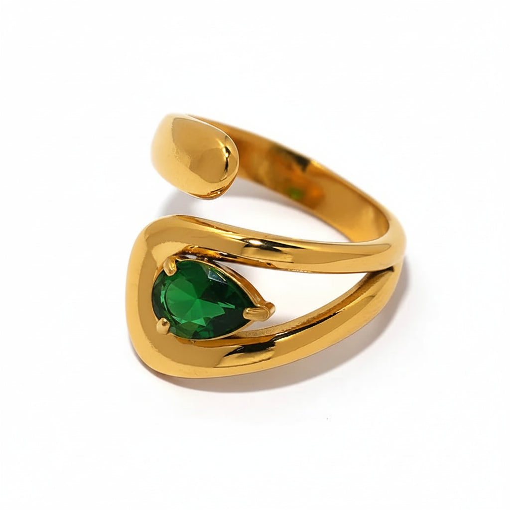 The Aurelia Gold PVD Coated Triple Row Rhinestone Inlay Ring