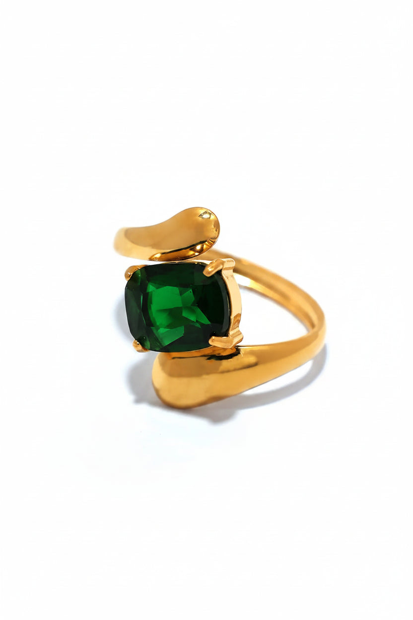 The Aurelia Gold PVD Coated Triple Row Rhinestone Inlay Ring