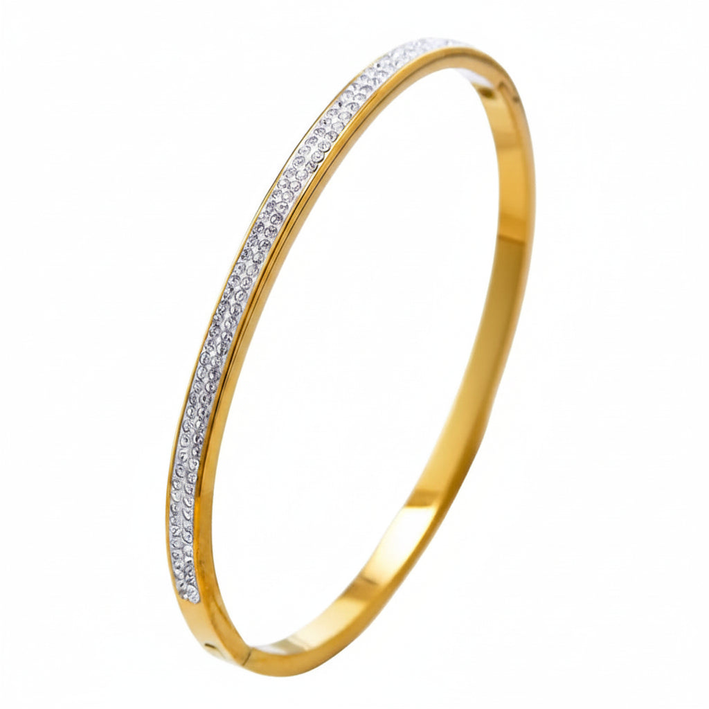 The Serene Triangle Pavé Bangle | 18K Gold Plated