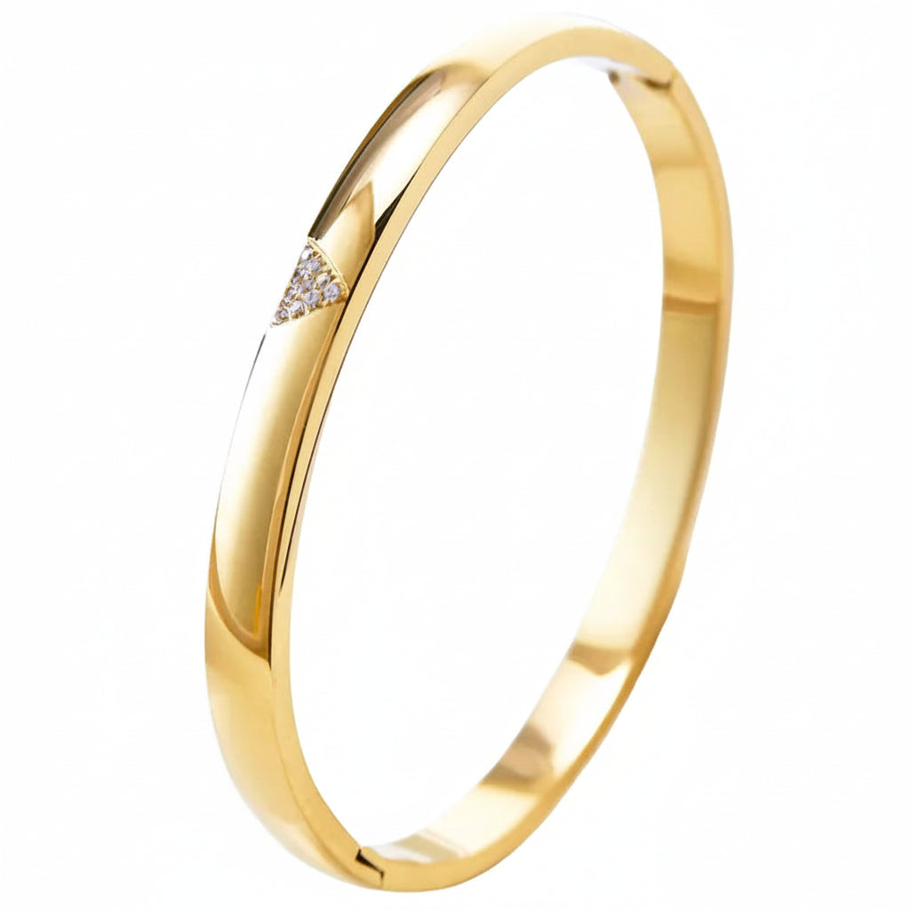 The Serene Triangle Pavé Bangle | 18K Gold Plated