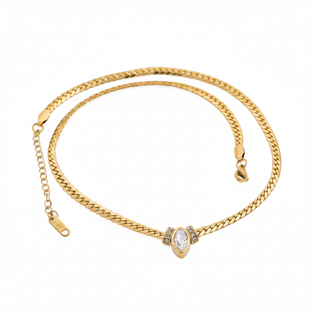 The Alba Petite Micro-Pavé Barrel Necklace