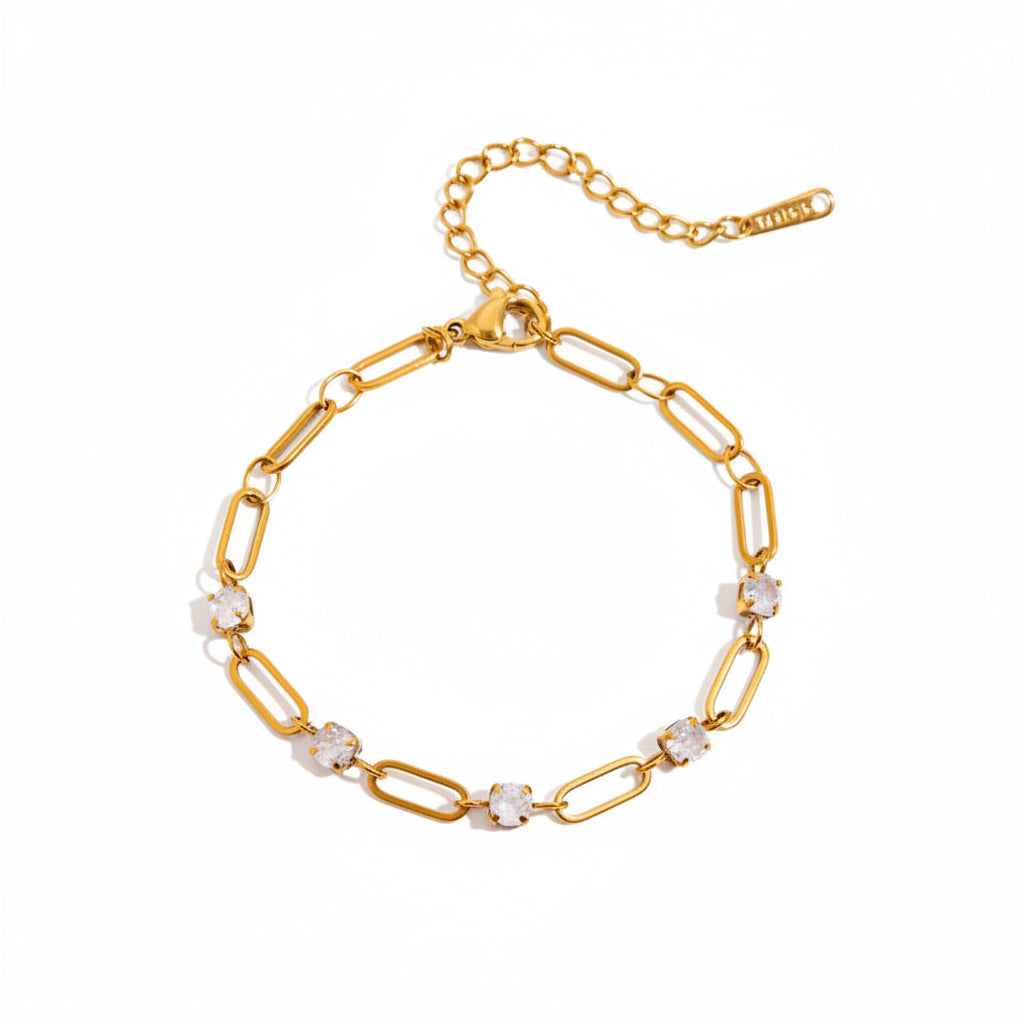 The Iris Minimalist Floating Crystal PVD Coated Chain