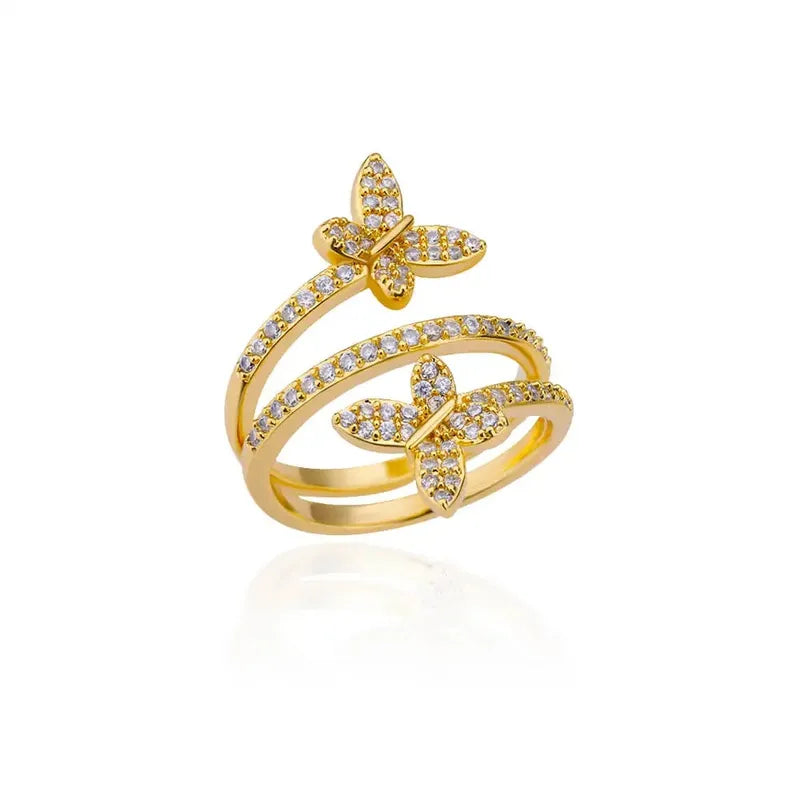 The Papillon Gold PVD Coated Micro-Pave Zircon Open Band