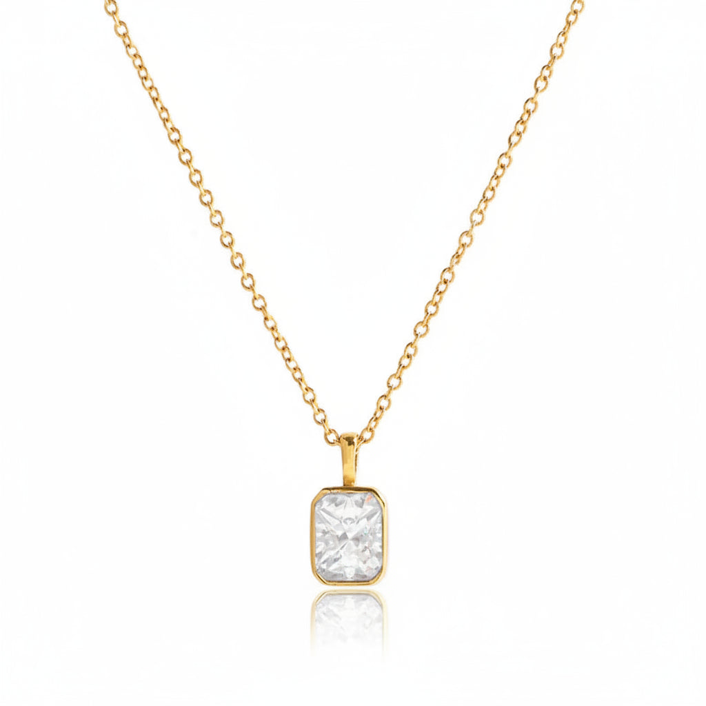 Tarnish-Free 18K Gold PVD Geometric Solitaire Choker
