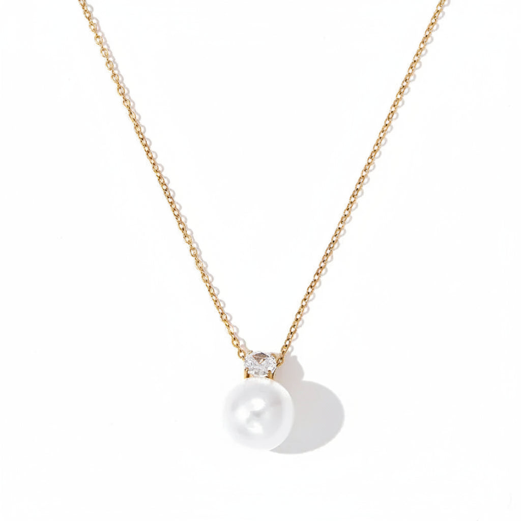 Dainty Bow Knot Stainless Steel Pearl Drop Pendant Choker