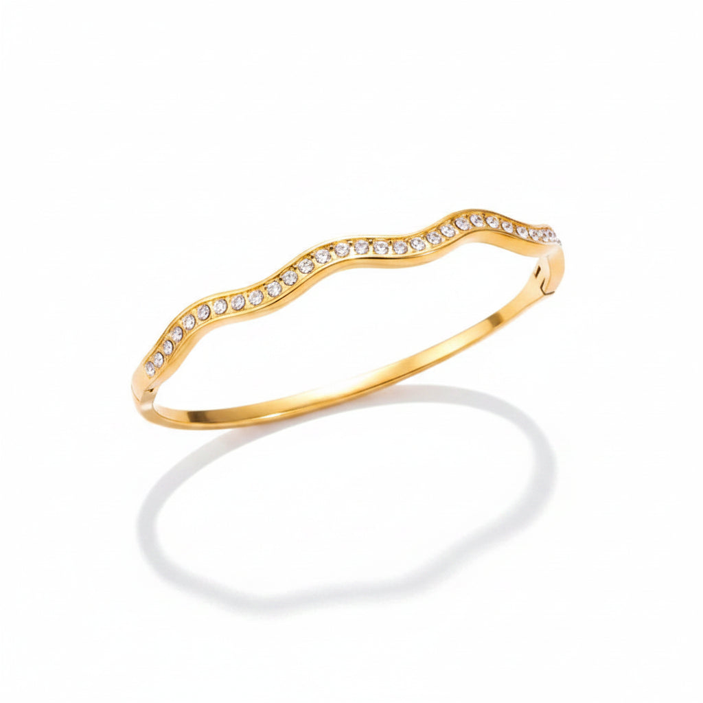 The Fluid Wave Life-Proof PVD Gold Bangle