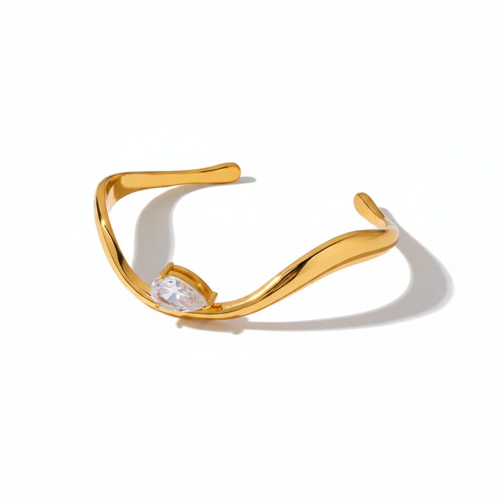 The Clara Wavy Geometric Cuff Bangle