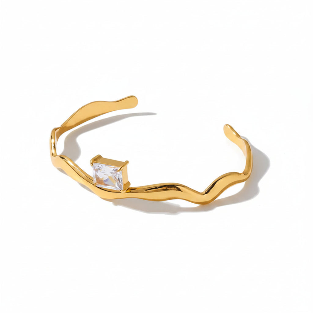 The Clara Wavy Geometric Cuff Bangle