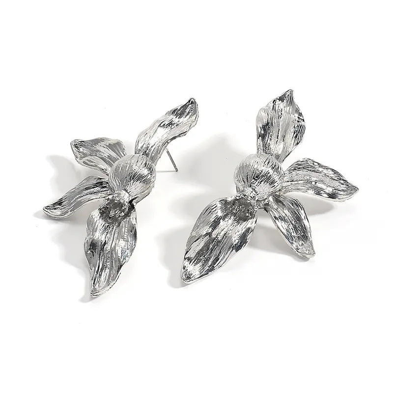 Chunky Abstract Three-Dimensional Flower Drop Earrings