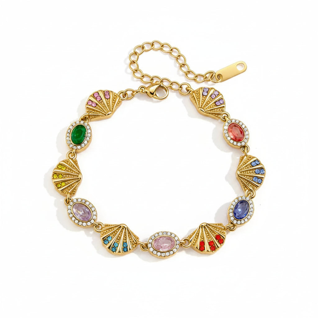 Riviera Starfish & Shell Non-Tarnish Rhinestone Mosaic Cuff