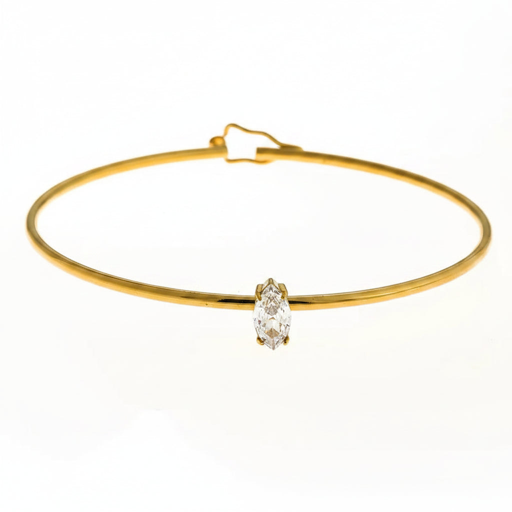 Aura Non-Tarnish Stainless Steel Delicate Zircon Bangle