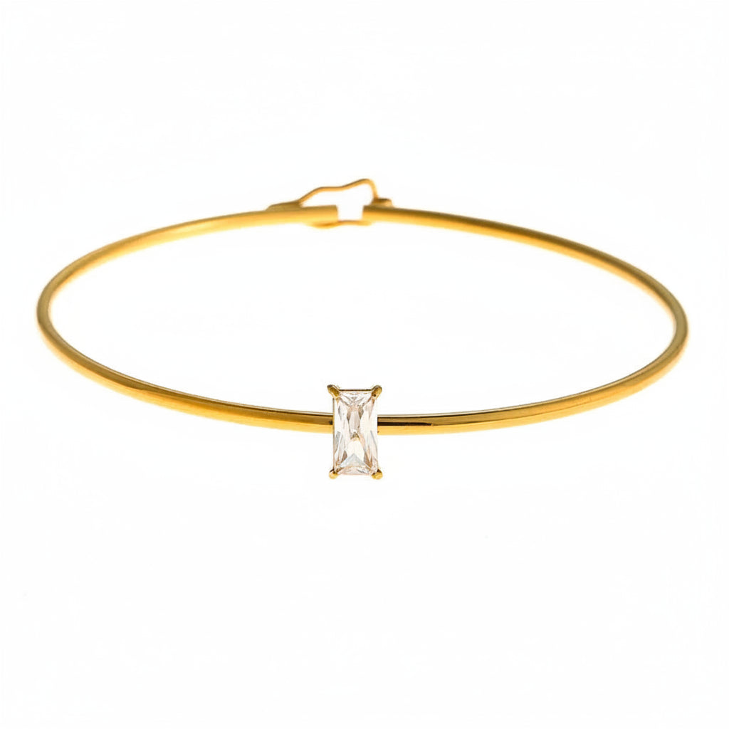 Aura Non-Tarnish Stainless Steel Delicate Zircon Bangle