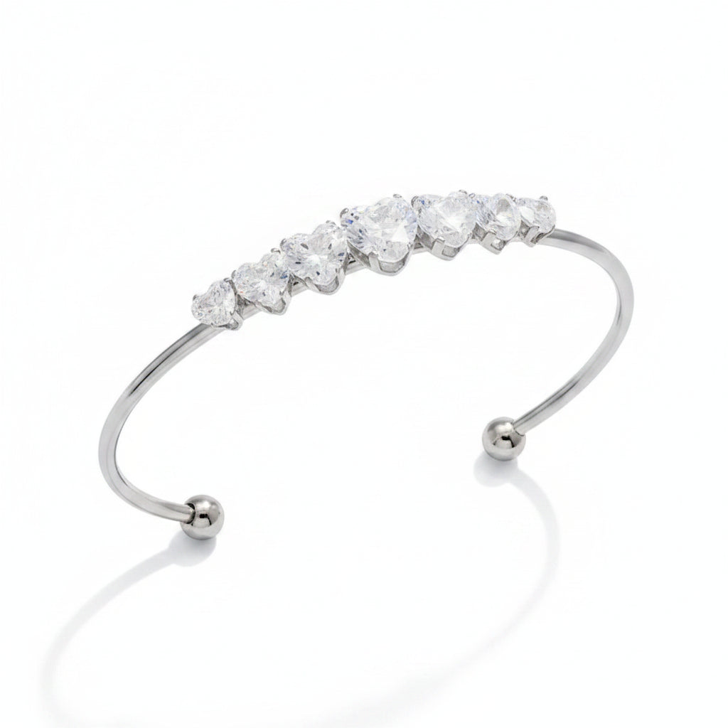 Abstract Shimmering Crystal Heart-Shape Non-Tarnish Cuff