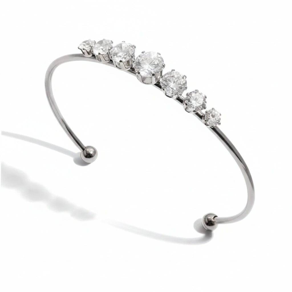 Abstract Shimmering Crystal Heart-Shape Non-Tarnish Cuff
