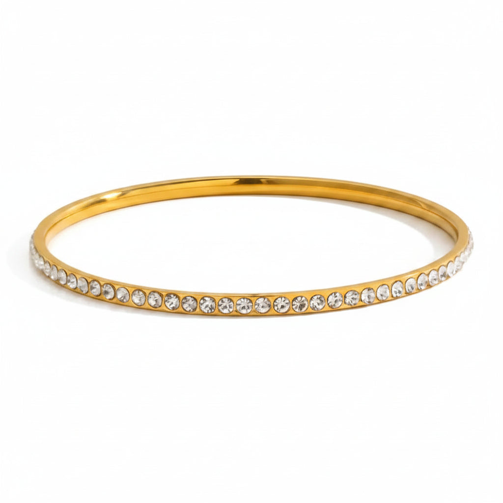 Amour Vintage Non-Tarnish Rounded Geometric Rhinestone Bracelet