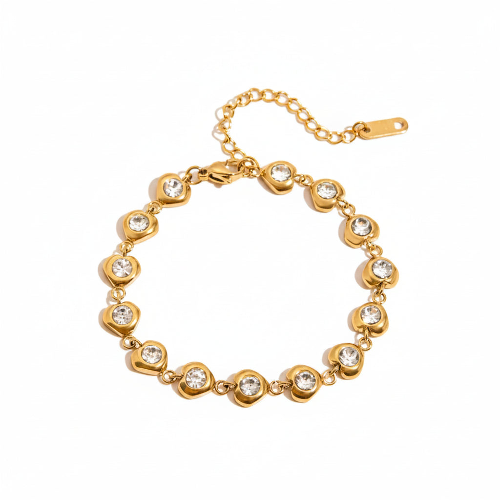 Amour Vintage Non-Tarnish Rounded Geometric Rhinestone Bracelet