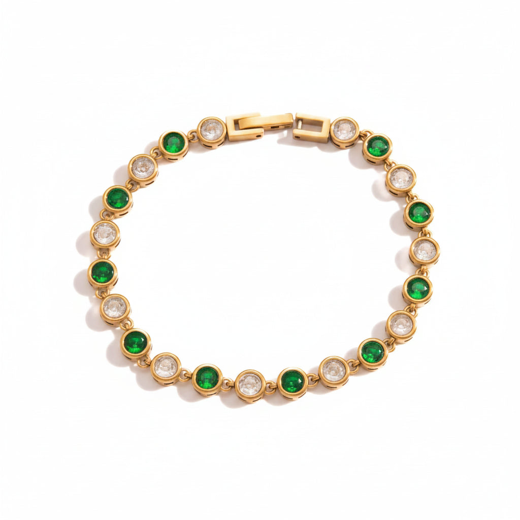Malachite-Green Non-Tarnish Delicate Geometric Stacking Chain