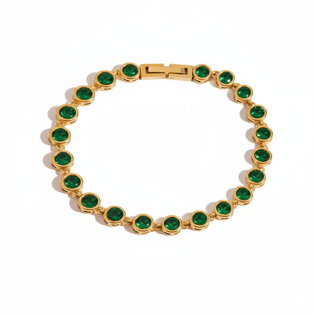 Malachite-Green Non-Tarnish Delicate Geometric Stacking Chain