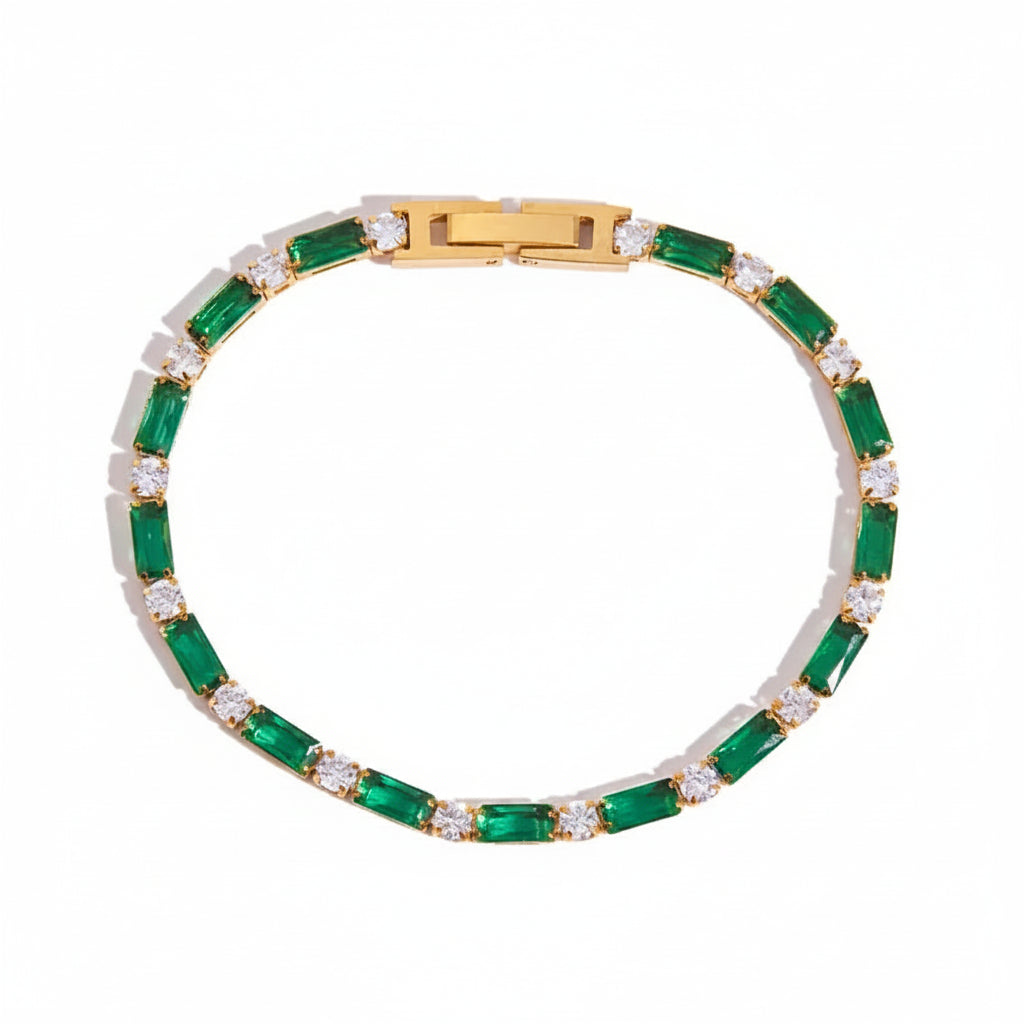 Malachite-Green Non-Tarnish Delicate Geometric Stacking Chain