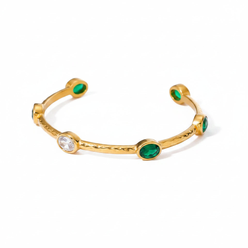 Malachite-Green Non-Tarnish Delicate Geometric Stacking Chain