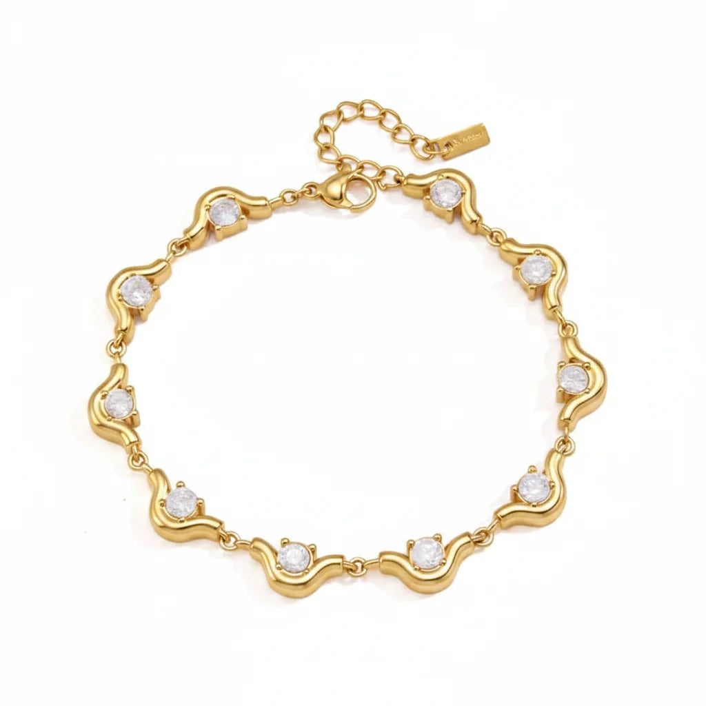 The Celine 18K Gold Geometric Zircon Chain Bracelet