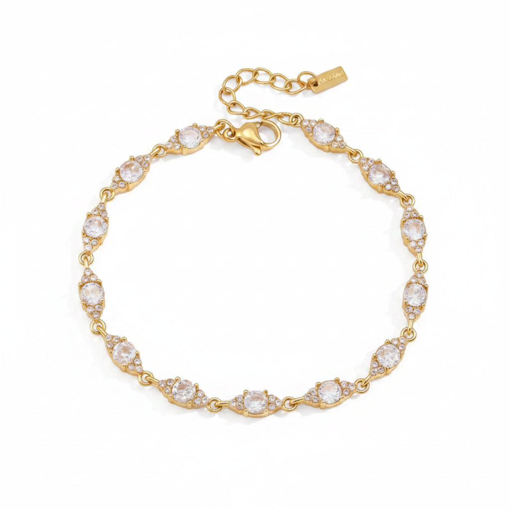 The Celine Waterproof 18K Gold Geometric Zircon Chain Bracelet