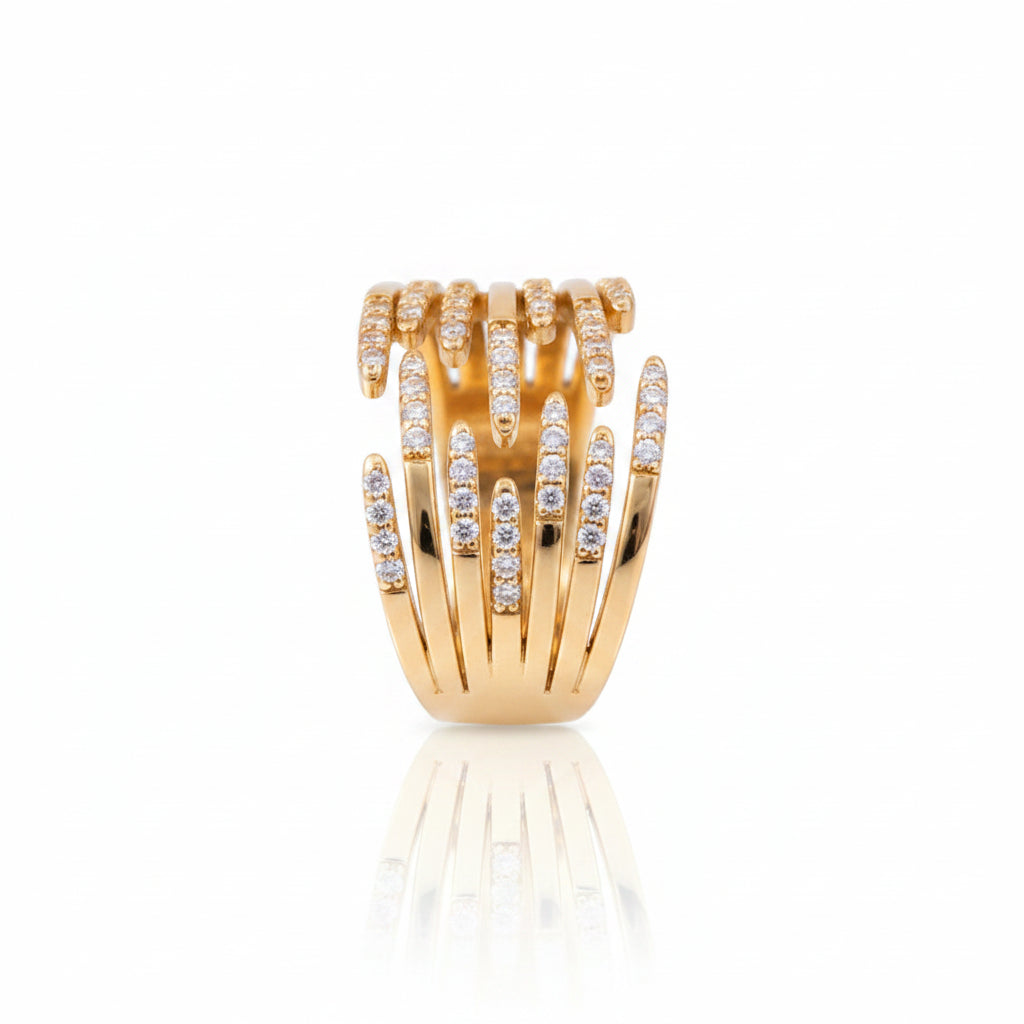 The Linear Tri-Band Hollow Statement Ring