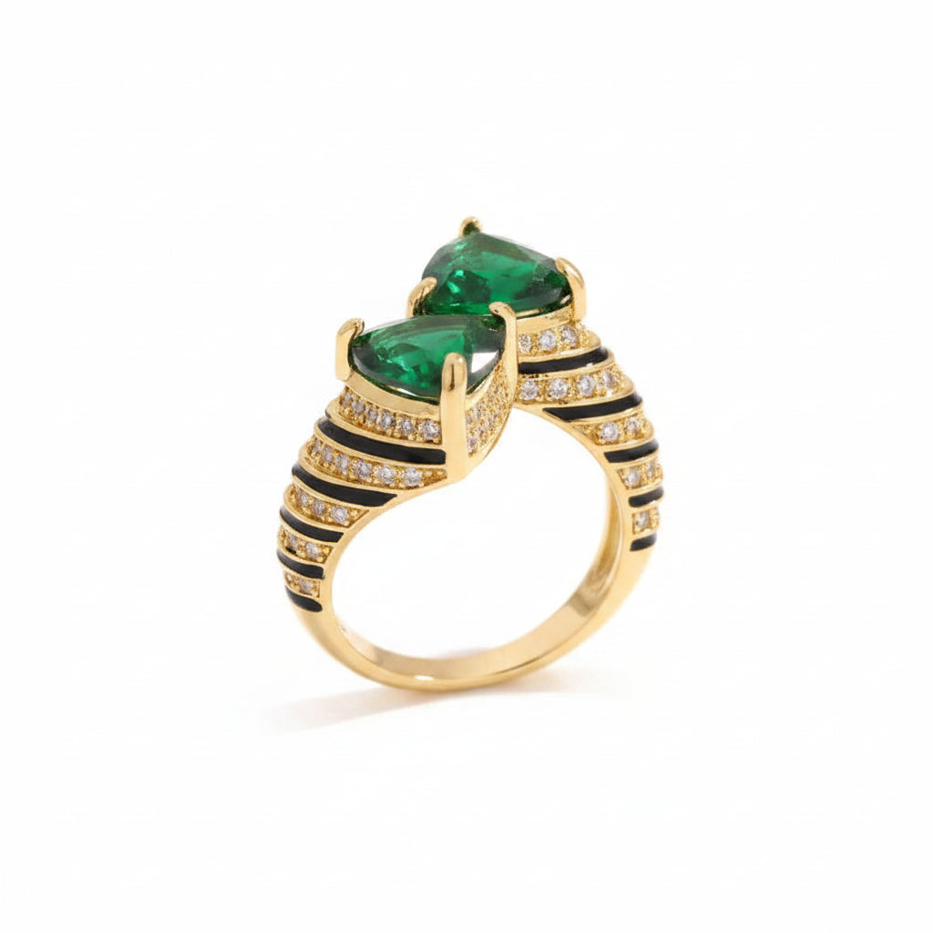 The Amélie Emerald Trillion Vintage Enamel Ring