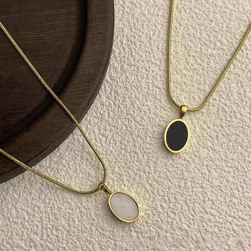 The Soraya Waterproof Oval Mother of Pearl Necklace