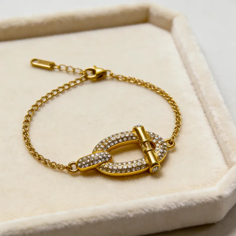 The Riviera PVD Gold Plated Interlocking Shimmer Chain
