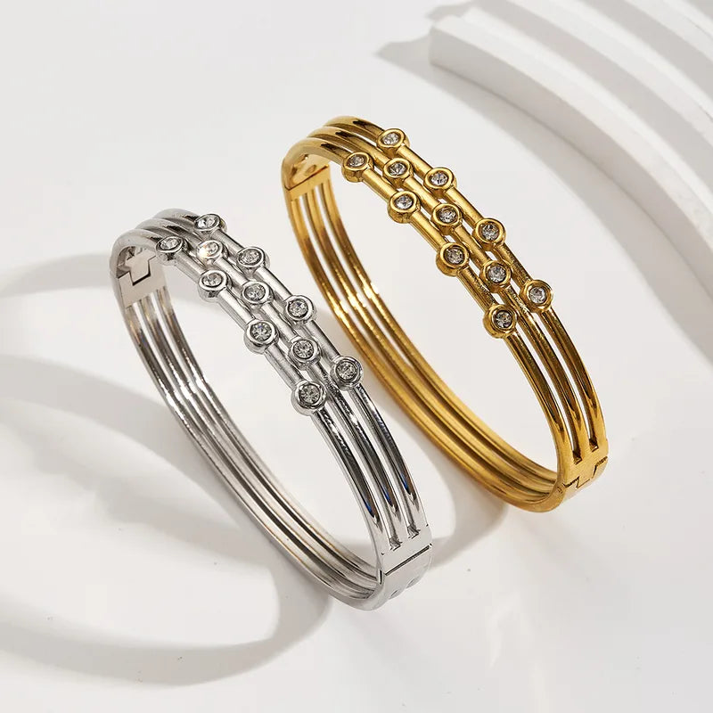 The Talia Triple-Row Bangle | 18K Gold PVD