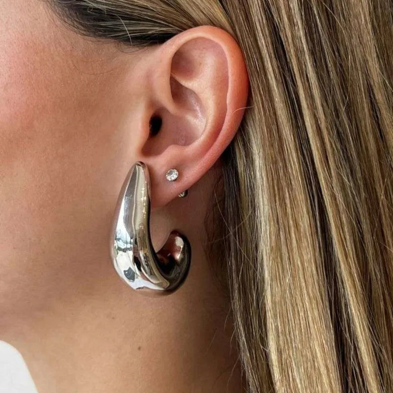 The Muse 18K Gold PVD Coated Hollow Dome Hoop Earrings