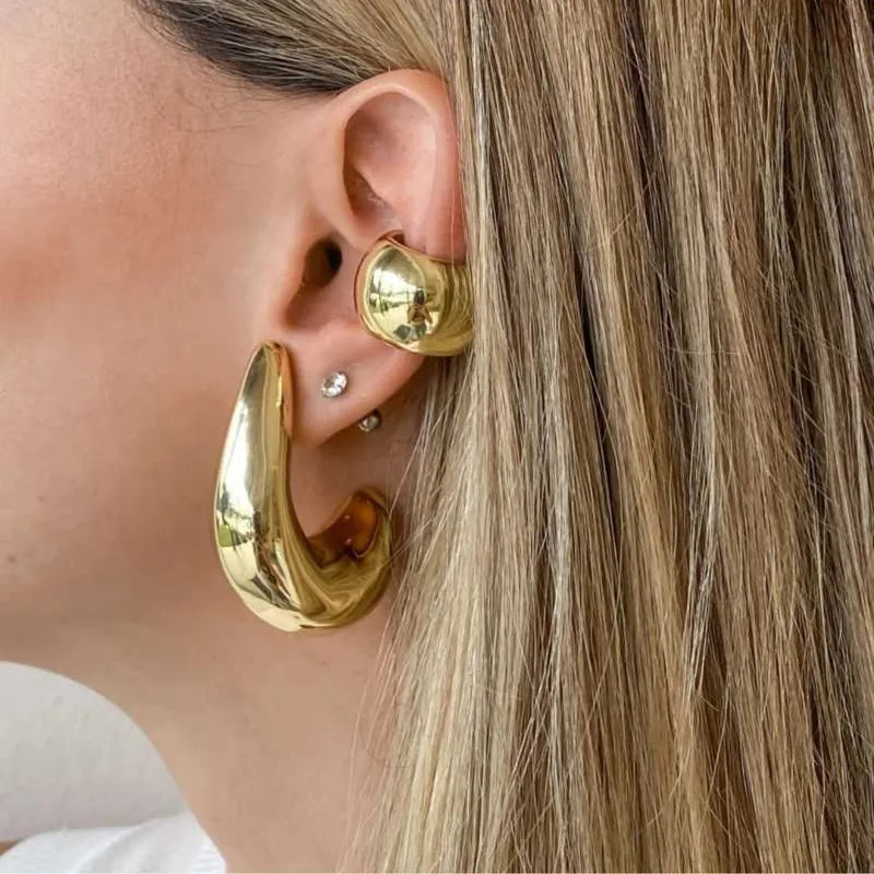 The Muse 18K Gold PVD Coated Hollow Dome Hoop Earrings