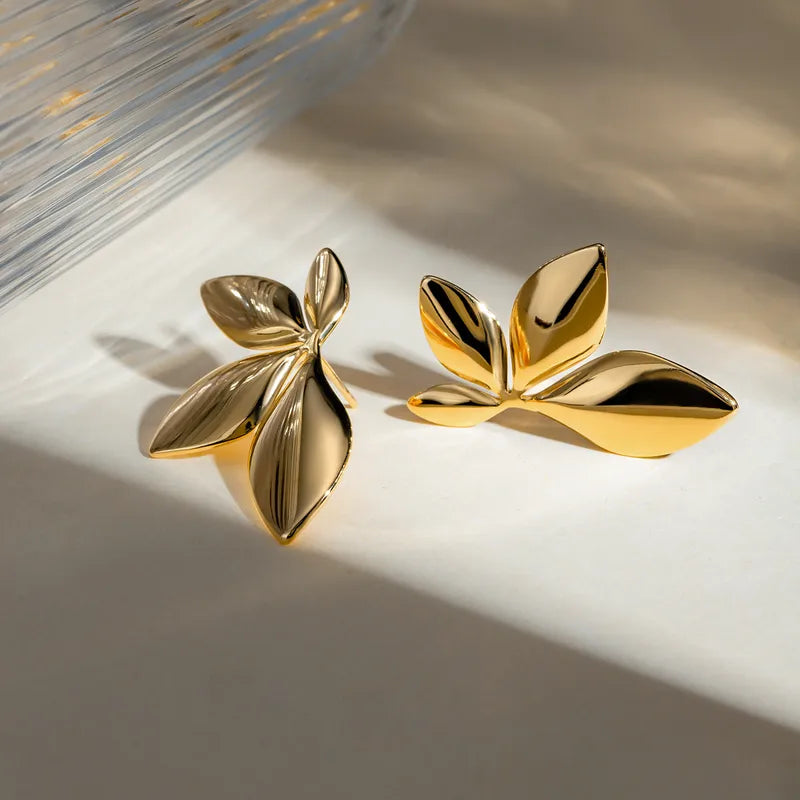 The Amandine Pearlescent Leaf Statement Studs