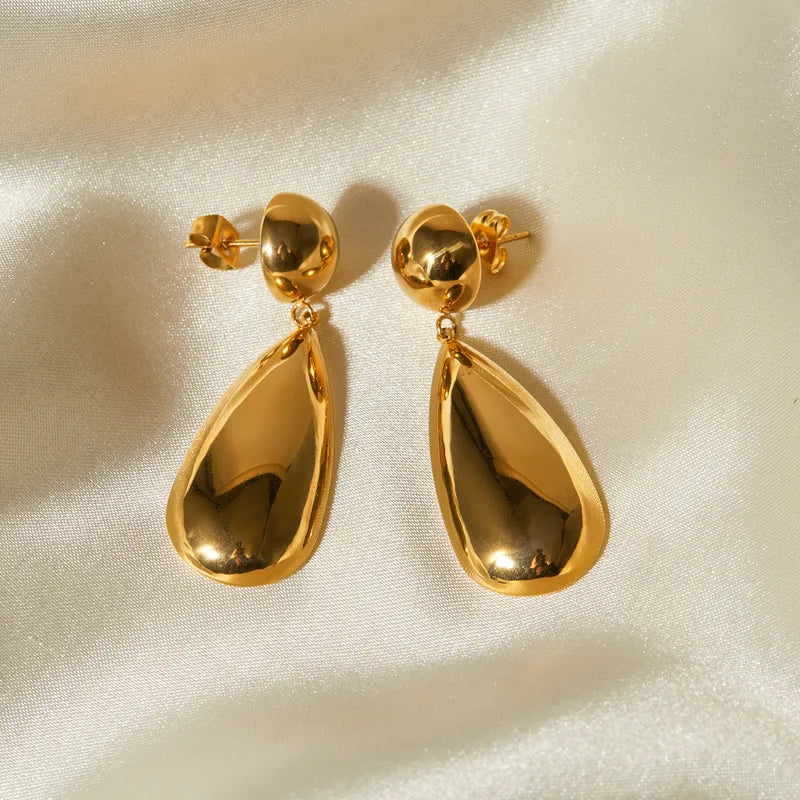 Tarnish-Free Hollow Water Droplet Drop Earrings