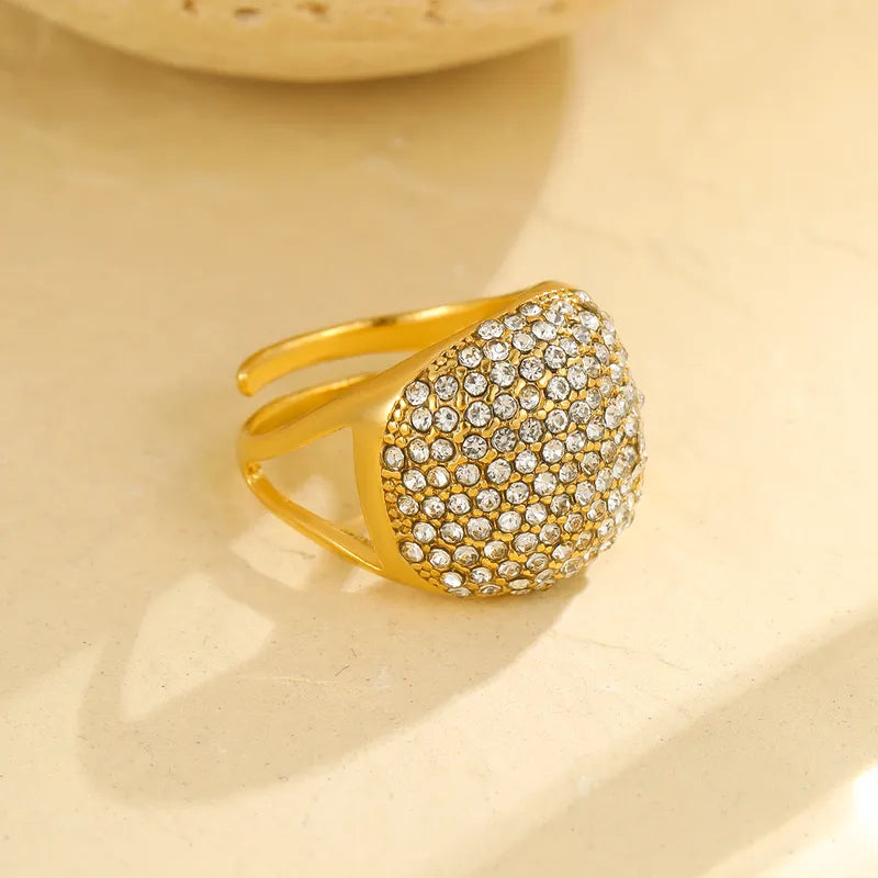 The Nova Gold PVD Coated Adjustable Asymmetric Zircon Band