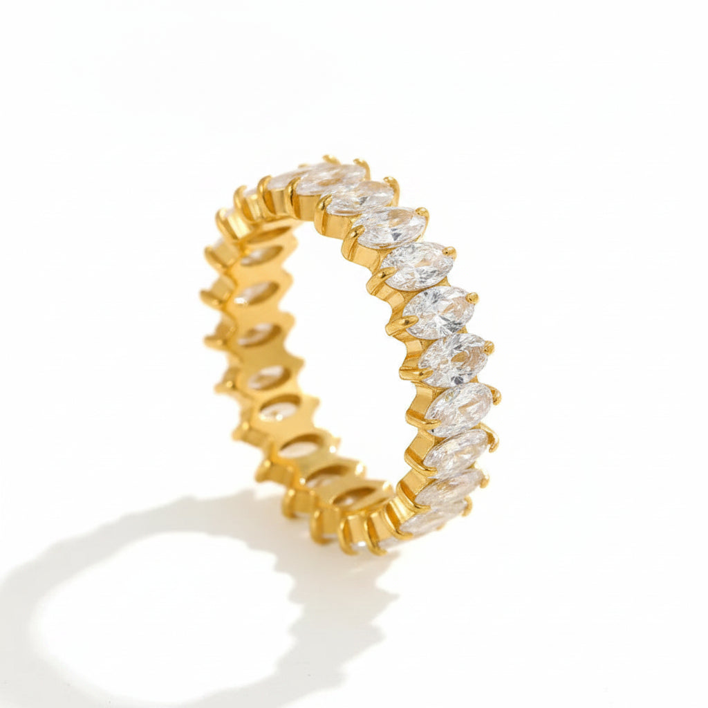 The Nova Gold PVD Coated Adjustable Asymmetric Zircon Band