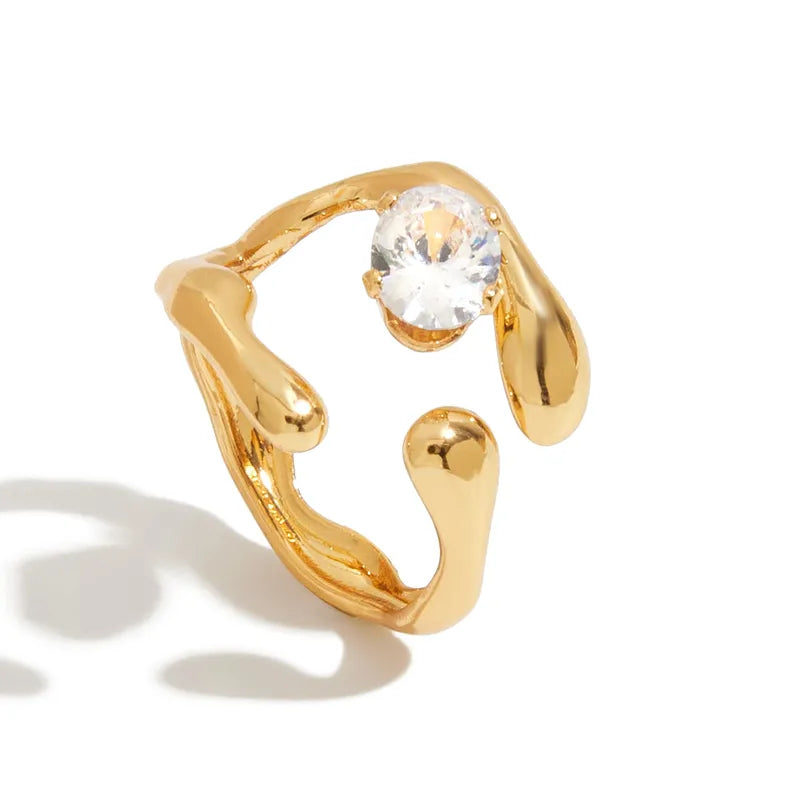 Tarnish-Free Stainless Steel Molten Gold Open Wrap Ring