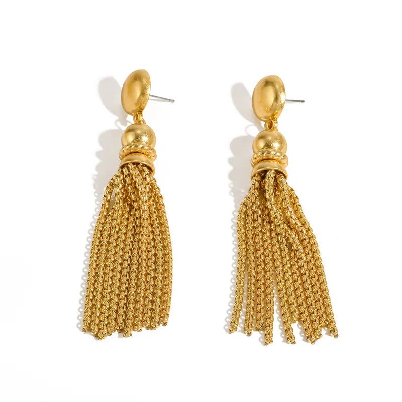 The Valerie Antique Gold Tassel Statement Earrings