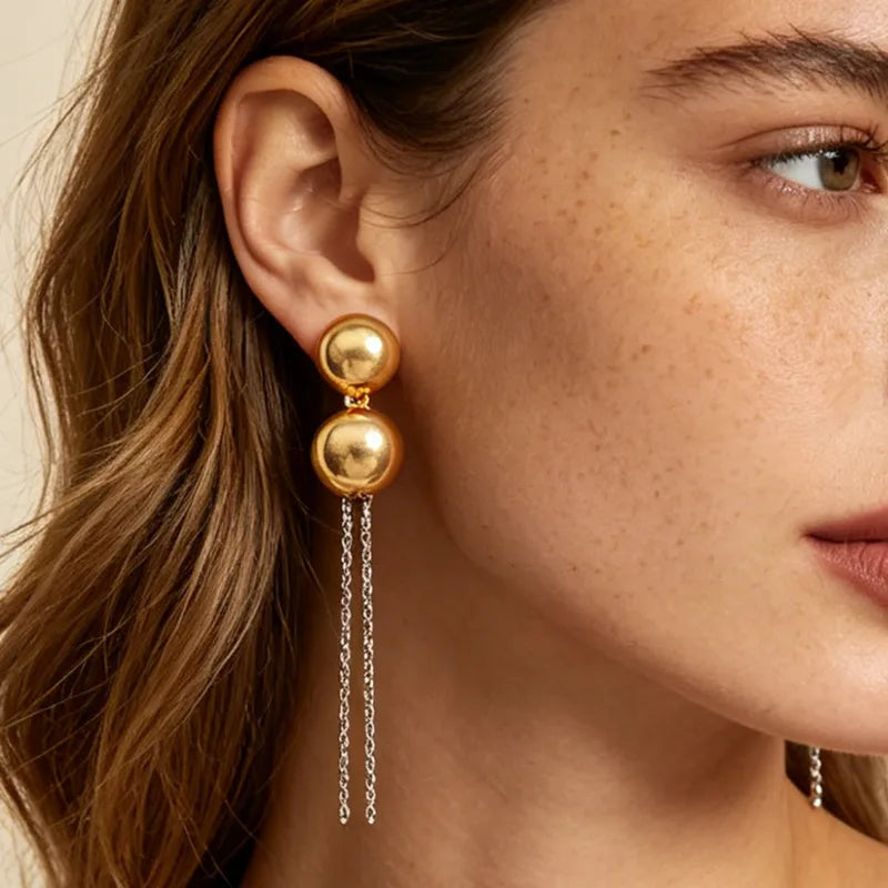 Vintage-Inspired Long Cascade Chain Drop Earrings