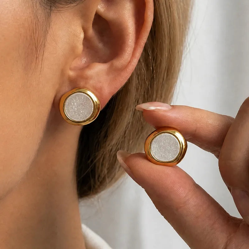 The Celine 18K Gold PVD Coated Chunky Sandblasted Studs