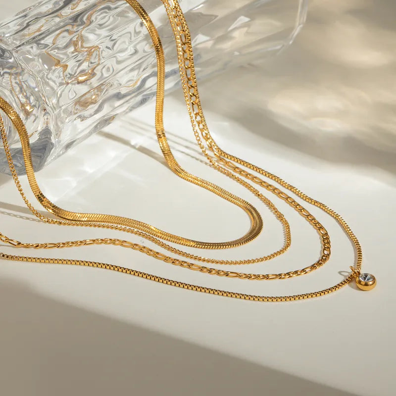 The Iris 18K Gold Triple-Layer Zircon Necklace