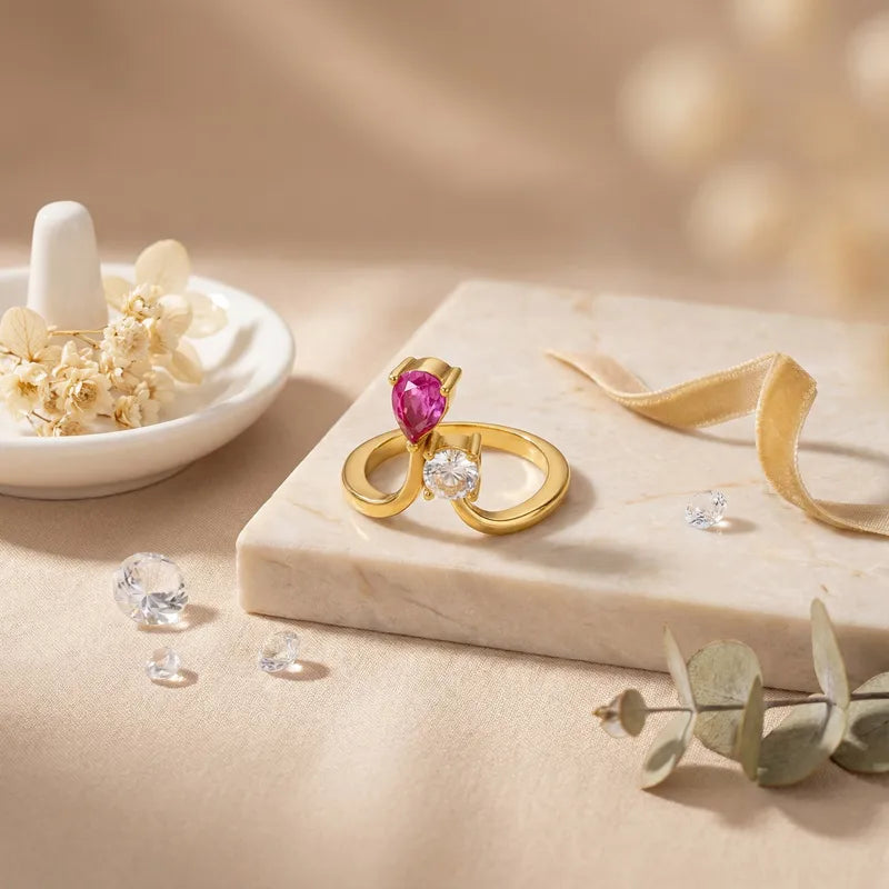 The Signet Waterproof 18K Gold Chunky Teardrop Zircon Ring