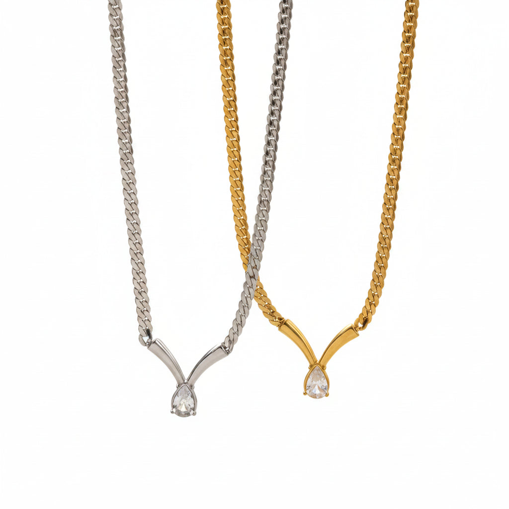 The Celeste Pear Zircon Asymmetric Drop Choker