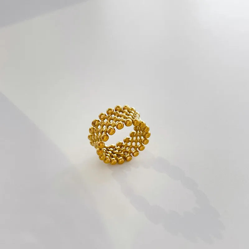 Tarnish-Free Stainless Steel Hollow Maze Textured Band